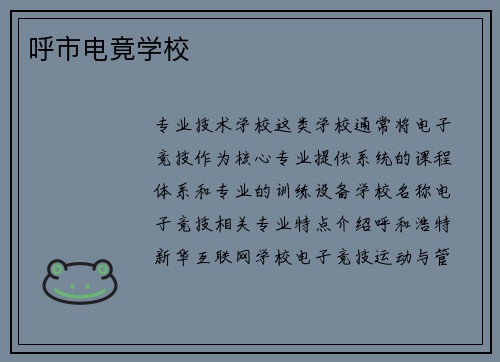 呼市电竟学校